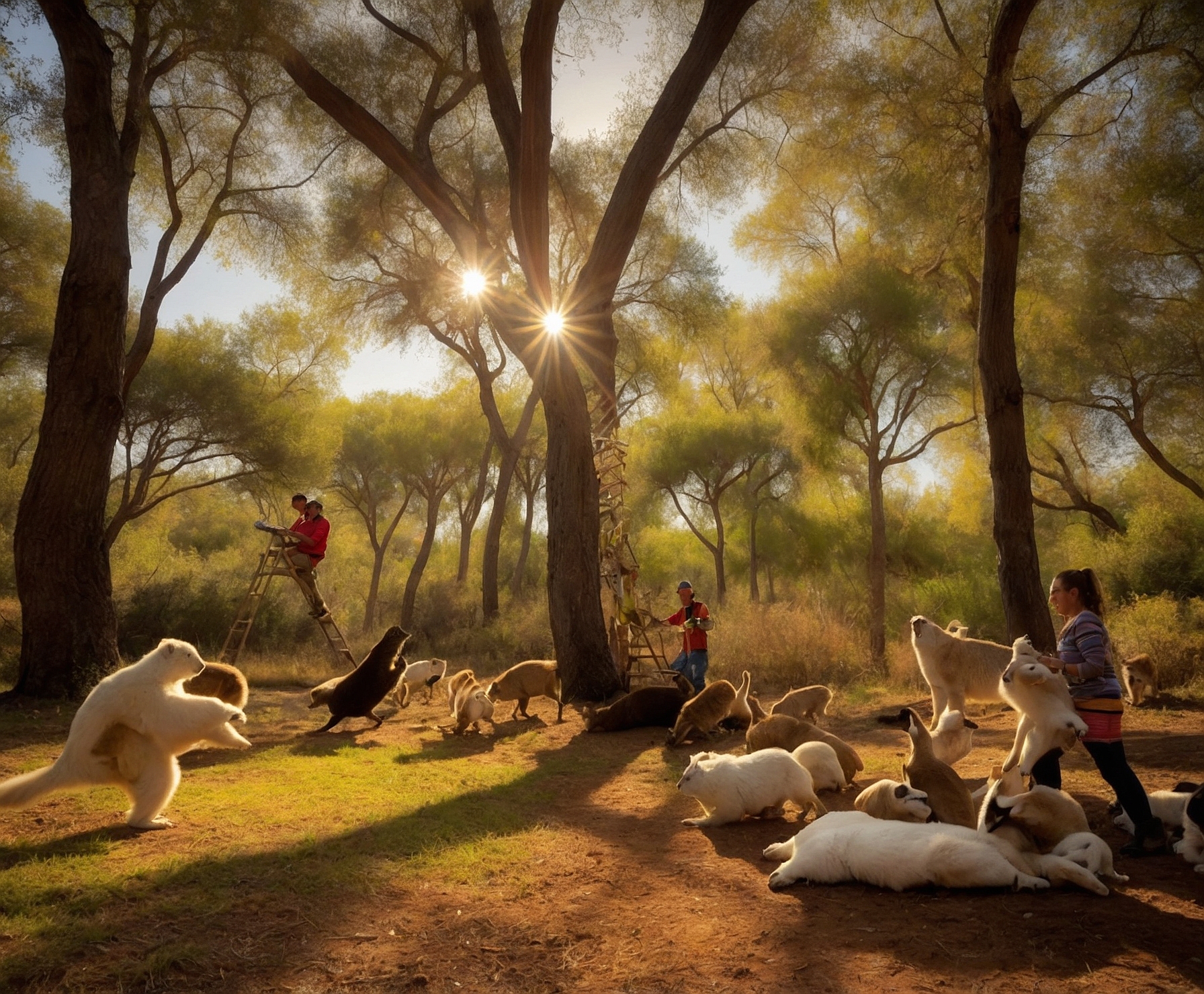 Reforestación divertida con árboles y naturaleza vibrante